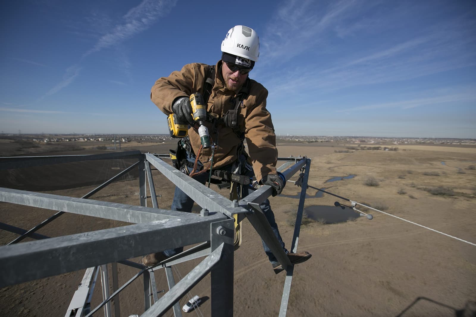 LCRA line workers maintaining high-voltage transmission