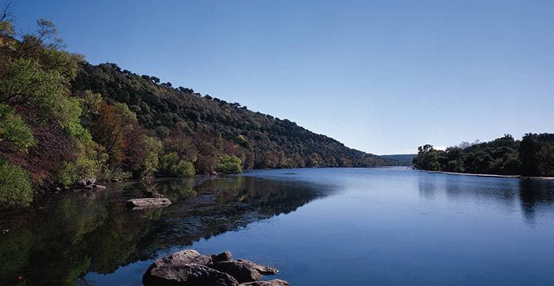 Colorado River flowing through central Texas